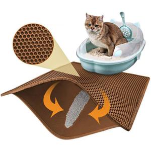 Pieviev Cat Litter Mat Double Layer Waterproof Urine Proof Trapping Mat 1 Pack (30''X24'', Brown)