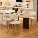 Kitchen Dining Chairs Set of 4 Modern Soft Linen Farmhouse Dining Room Chair with Metal Legs, Beige/Original