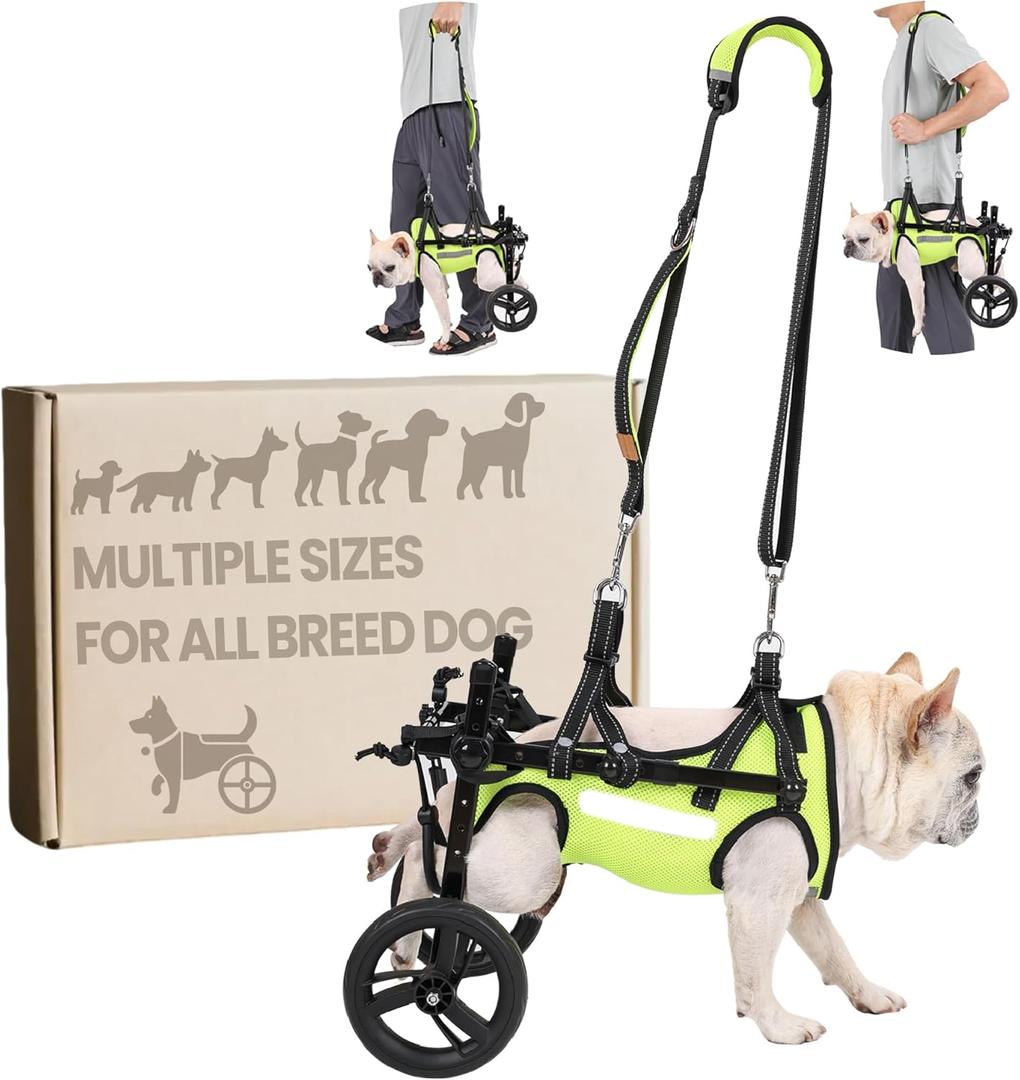 Dog Wheelchair for Back Legs, for Small Breed Dog - Includes High-Visibility Vest, Leash & Sling Lift, for Arthritis, Paralyzed, Injured, or Disabled Dogs, (X-Small, for Small Breed Dog)