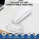 White OF-990 Slimline Wall-Mountable Basic Corded Telephone No AC Power Required