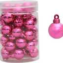 2 x 48Pcs 0.59"/1.5cm Mini Shatterproof Christmas Ball Ornaments Packed in Plastic Barrel Shatterproof Christmas Tree Balls Ornament for Christmas Small Tree Ornaments Wedding Birthday, Rose-Red