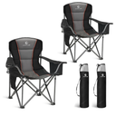 LET'S CAMP Folding Camping Chair Oversized Heavy Duty Padded Outdoor Chair with Cup Holder Storage and Cooler Bag, 450 LBS Weight Capacity, Thicken 600D Oxford,2 Pack