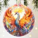 4 x Phoenix 3.5 Inch Ceramic Christmas Hanging Ornament, Holiday Decor, Tree Ornaments, Gifts for Christmas, Holiday Presents, Gift Exchange