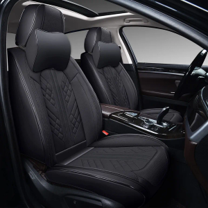 GXT Deluxe Faux Leather Full Coverage Car Seat Cover Anti-Slip Universal Fits for Sedans SUV Pick-up Truck with Headrests,Interior Accessories(Black)