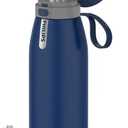 PHILIPS Water Bottle with Filter, Filter Water Bottle Stainless Steel with GoZero Everyday BPA-Free Tap Water Filter, Water Filter Bottle Keep Drink Cold 24 Hours (Navy Blue-Stainless)