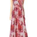 WOOSEA Women Sleeveless Deep V Neck Mesh Loose Plain Long Maxi Casual Dress, small