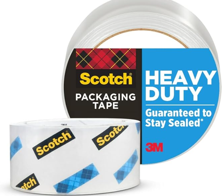 Scotch Heavy Duty Packaging Tape, 1.88" x 65.6 yd, Designed for Packing, Shipping and Mailing, Strong Seal on All Box Types, 3" Core, Clear, 1 Roll (3850-60)