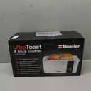 Mueller UltraToast Full Stainless Steel Toaster 4 Slice, Long Extra-Wide Slots for Bagels and Waffles, 6 Browning Levels, LED Display, Cancel/Defrost/Reheat Functions & Removable Tray, Kitchen Gadgets