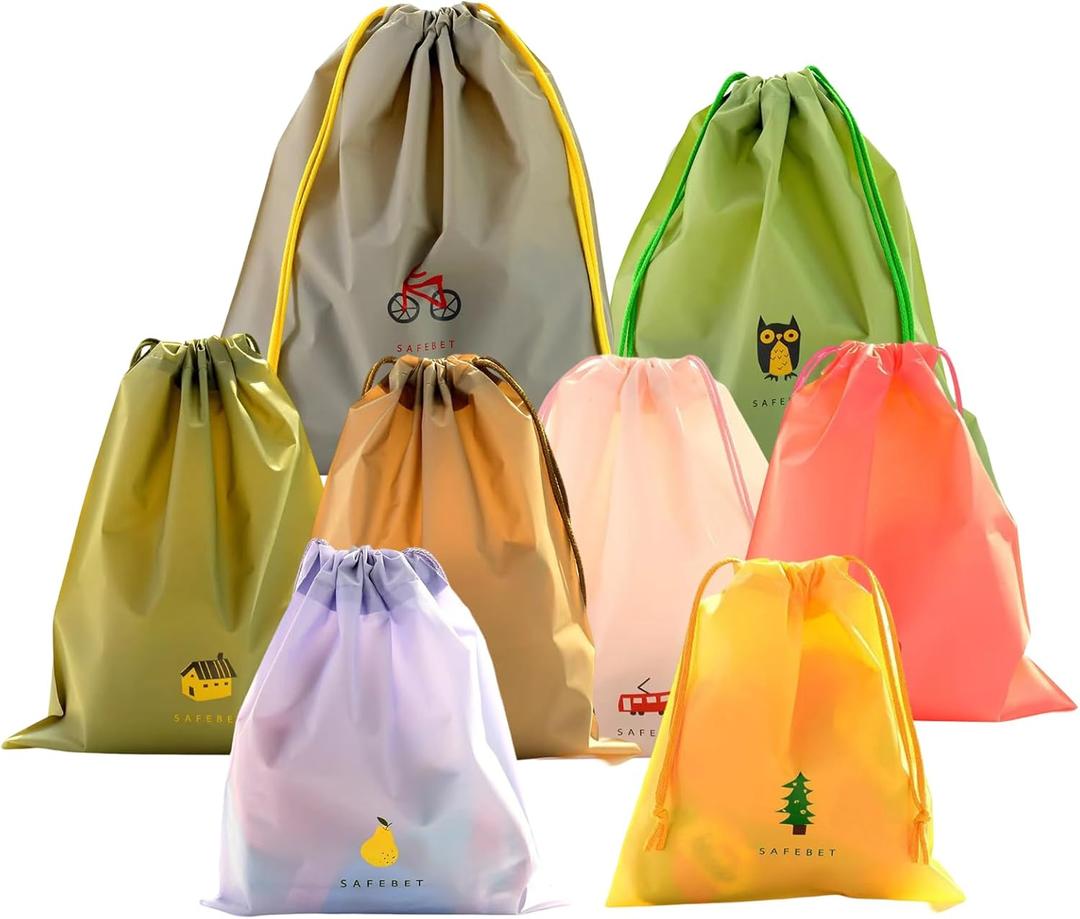 8 PCS Waterproof Drawstring Bag,Storage Bag for Wet Cloth, Shoes, Toiletries, Cosmetic,Colorful Travel Organize Pouch for Sports, Gym, Travel, Swimming, Beach (8 Colors)