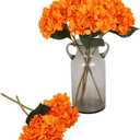 Kisflower Orange Hydrangea Artificial Flowers - 6pcs Faux Hydrangea Flowers, Fake Flowers for Table Centerpiece, Silk Hydrangea Flowers with Stems for Home Wedding Party Decor