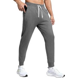 Fioboc Men's Joggers with Zipper Pockets Lightweight Athletic Workout Sweatpants for Men Running Hiking L