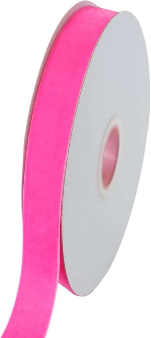 3 x Abbaoww 10 Yards Hot Pink Velvet Ribbon 5/8 Inch Wide Single Face Velvet Ribbon for Christmas Wreath Decoration Gift Wrapping DIY Project Bow Making