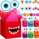 Civaner 6 Sets Halloween Monster Party Decorations Little Monster Theme Table Centerpieces Boxes Cartoon Table Toppers, Cutouts and Sticks for Birthday, Baby Shower Themed Supplies