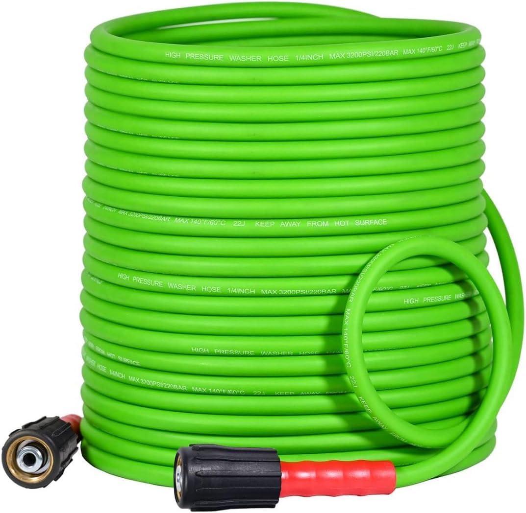 YAMATIC Flexible Pressure Washer Hose 100FT 1/4", 3200 PSI, M22-14mm Female Ends, Kink-Resistant Replacement for Gas/Electric Power Washer Troy-Bilt Ryobi Craftsman