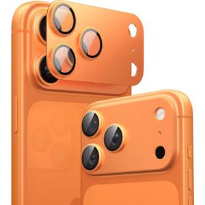 TORRAS for iPhone 17 Pro Max Camera Lens Protector, [Metal Frame] with Military Grade 9H+ Tempered Glass, Full Coverage, Anti-Scratch, 12 FT Shatterproof, Case Friendly, 1-Piece, Cosmic Orange, 1 Pack