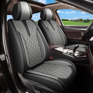 Full Set Car Seat Covers for Toyota 4Runner 2003-2023 2024 2025: Breathable Perforated Leather Seat Cover (Black&Grey)