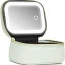 Mini Makeup Bag with Led Mirror, Small Travel Make up Bag 3 Light Modes Adjustable Brightness, for Women Organizer Cosmetic Bag, Portable Travel Train Toiletry Bag, for Pool Parties Work Touch-Ups (Mint Green)