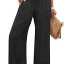 ANRABESS Women 2025 Summer Casual Flowy Loose High Waist Boho Wide Leg Cropped Palazzo Lounge Beach Vacation Pants Trousers (Small, Black)