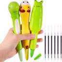 3Pcs Cute Pens & 6 Refills, Fun Kawaii Cool Pens for Kids, Squishy Toys, School Supplies, Birthday Gift, Party Favors, Stocking Stuffers, Baby Shower Decorations