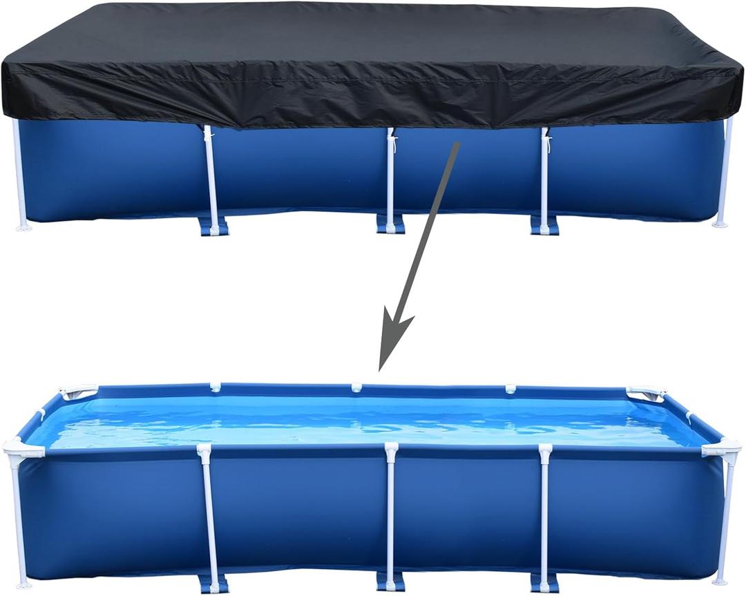 14 ft Rectangle Pool Cover, Made of 210D Heavy-Duty Waterproof Oxford Fabric, 177" X 87" Rectangle Pool Cover, 14 x 7 ft Rectangle Pool Cover, Solar Pool Covers for Rectangular Frame Pools