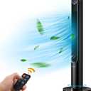Tower Fan, 42-Inch Portable 80 Degrees Oscillating Fan with Remote, 3 Wind Modes, Smart Control Panel, 12H Timer, Quiet Bladeless Fan for Living Room, Bedroom, Kitchen, Office (Black)
