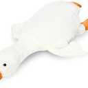 HyDren 35.4 Inch Goose Stuffed Animal Giant Cute White Duck Stuffed Animals Huge Soft Hugging Plush Duck Goose Big Sleeping Body Pillow Toy