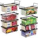 iSPECLE Chest Freezer Organizer Bins 8 Pack - Fit 7 Cu.Ft Deep Freezer, 2 Adjustable Hanging Baskets and 6 Pack Stackable Freezer Bins, Deep Freezer Organizer Bins Sort Frozen Food, Black