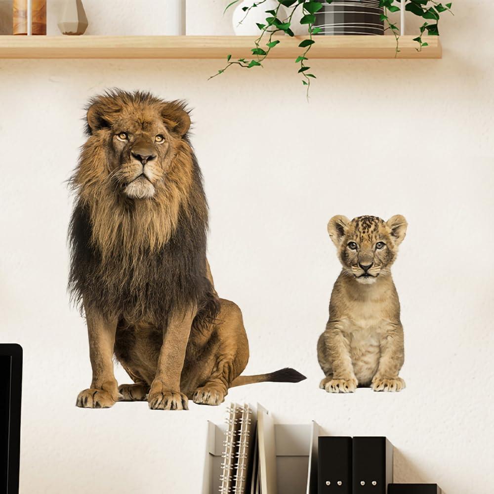 Lion Animal Wall Stickers Removable Wall Decals Peel and Stick Wall Art Decorations Home Decor for Nursery Baby Bedroom Living Room Playing Room