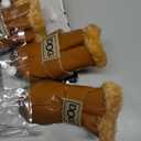 Winter Dog Boots & Paw Protectors: Outdoor Anti-Slip Dog Snow Shoes, Dog Booties Provide Warmth to Dogs Paws from Ice and Snow, Rubber Sole PU Leather Faux Fleece-Lined, Light Brown Dog Shoes Size 8