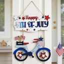 Yookeer 4th of July Decorations for Front Door 250th Anniversary Patriotic Wreath Metal Bike Sign Red White Blue Memorial Day Fourth of July Decorations for Memorial Independence Day Labor Veteran