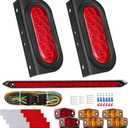 LIMICAR 6 Inch Oval Trailer Lights, Trailer Light Bracket with Light Bar and Wiring, 2PCS Waterproof Stop Brake Backup Reverse Lights for Boat RV Truck