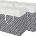 BlissTotes 3-Pack Laundry Basket, FreestandingWaterproof Laundry Hamper, Collapsible Tall Clothes Hamper with Easy Carry Handles for Clothes, Towels in the Family and Dorm,Clover Grey,100L