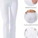 Bootcut Yoga Pants for Women with Hidden Pockets High Waist Workout Pants Tummy Control Dress Bootleg Work Pants (XX-Large, White)