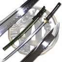 ShadowDancer Handmade Full Tang Katana Sword - Authentic T10/1095 Steel Blade with Real Hamon, Not L6 Clay Temper, and Sharp Edge - Perfect for Iaido, Martial Arts Practitioners (Gold Green)