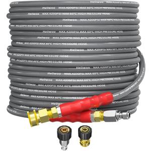 Pressure Washer Hose 50ft, 4200PSI Wire Braid Power Washer Extension Hose 1/4 Inch High Tensile, Flexible Kink Resistant Heavy Duty Replacement Hose with 3/8 Quick Connect