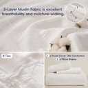 PHF 100% Cotton Muslin Duvet Cover Queen Size, 3-Layer Guaze Ultra Soft Breathable Textured Linen Like, 3pcs Bedding Comforter Cover Set for All Season, Duvet Set with 2 Pillow Shams, 90"x90", White