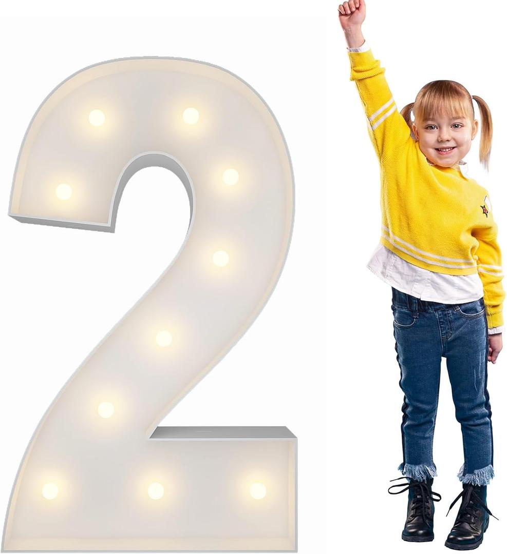 3FT Light Up Numbers Pre-Cut Frame Giant Marquee Numbers 2, Mosaic Numbers for Balloons, Two 20th 21st Birthday Decorations, 22nd Birthday Party Decor, 2023 Graduation Decorations