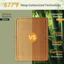 THETCHRY Carbonized Bamboo Cutting Boards for Kitchen, 1"Thickened Cutting Board with Juice Groove, Large Butcher Block with Handle, Wood Charcuterie Chopping Board for Prep & Serving Tray, 17" x 13"