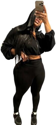 Uni Clau Women Sleeve Zip Up Crop Jacket, Clothes, Black, XL