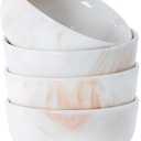 bestone 22 OZ Cereal Bowls Set of 4, 5.5 Inch Bowls Set of 4, Porcelain Round Cereal Bowl, Oatmeal Bowl, Fruit Bowl, Salad Bowl, Rice Bowl, Dishwasher, Microwave, Freezer, Oven Safe, Marble Orange (orange and white)