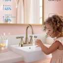 Cobbe Bathroom Faucets for Sink 3 Hole, 4 Inch with Pop Up Drain and 2 Supply Hoses, 2 Handle Centerset Bathroom Faucet for Sink Vanity, Brushed Gold, 2 Pack