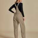 luvamia Sherpa Overalls for Women Loose Fit Winter Fuzzy Fleece Warm Bib Pocket Adjustable Jogger Baggy Overall Jumpsuit (L)