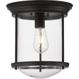 JONATHAN Y 10.25" Oil Rubbed Bronze LED Flush Mount Light, Nautical Ceiling Light for Hallway Entryway, Clear Glass Dome Shade, Traditional Metal Hardwired Fixture (JYL7440B)