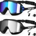 2 x 2 Pack Adult Swim Goggles, Frameless Anti-Fog UV Protection Swimming Goggles, Clear Vision Pool Goggles for Men Women