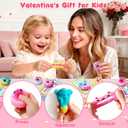 3 x 30 Pcs Kids Valentines Day Cards with Stretchy Donut Toys, Valentines Day Gifts for Kids Classroom, Squeeze Toy for Kid Valentines Gifts Exchange, Kid Valentines Party Favors Supply for Boys Girls