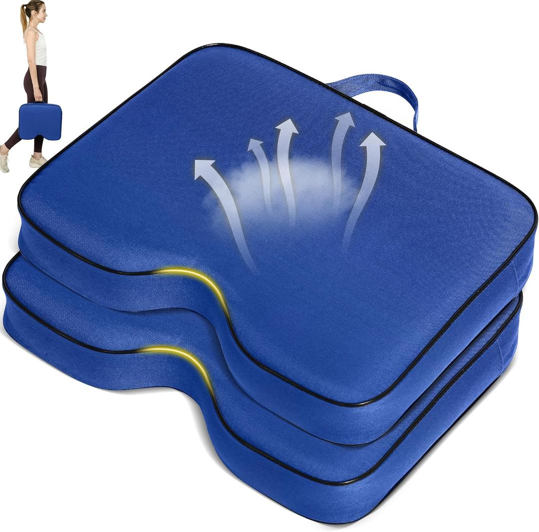 FASTMOMENT 2 Pcs Stadium Seat Cushions Water-Repellent Bleacher Seat Cushions Indoor & Outdoor Seat Cushion for Bleachers Portable Stadium Cushion for Sports Events, Office Chairs, Beaches (Stylish Style - Blue)