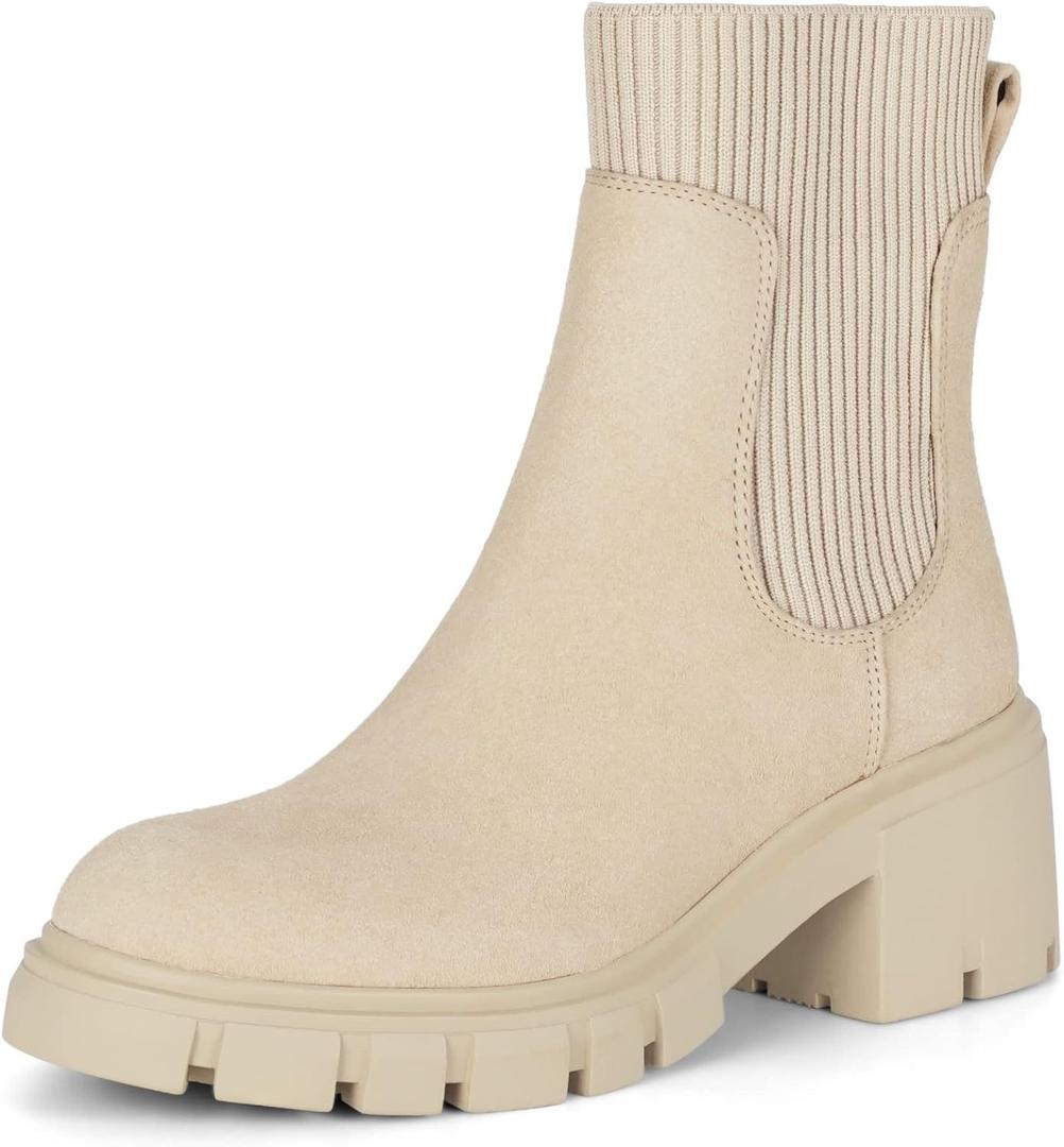 SM NEW YORK BEIGE STYLISH FASHION BOOTS- WOMEN SIZE 8.5