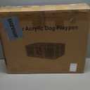 Clear Acrylic Dog Play Pen Indoor - 39 Inch 8-Panel Pet Enclosure for Small Dogs & Cats, Outdoor Use with Door, Easy Assemble & Cleaning