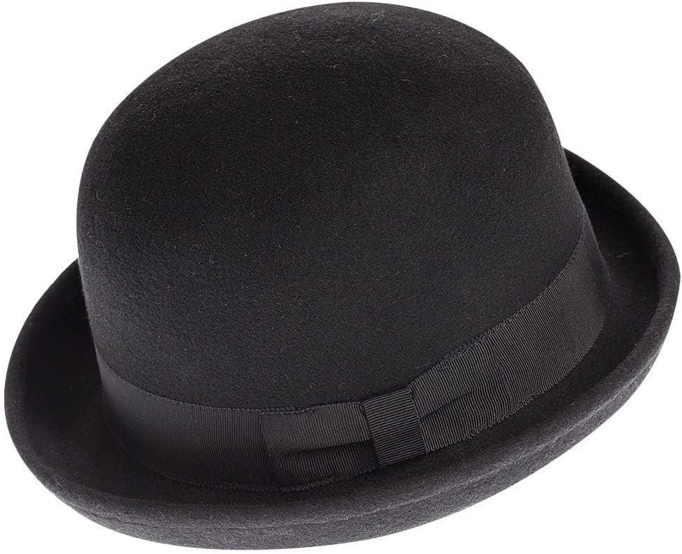 Black Bowler Derby Hat Short Rolled Brim Fedora Hat for Men and Women(S/M)