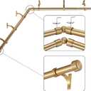 Warm Gold Corner Window Curtain Rods with Aluminum End Cap Finials and Brackets,1 Inch Diameter Bay Window Curtain Rods,2 Sided 32-86 Inch Adjustable Drapery Rod